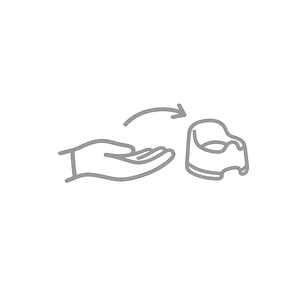 Icon: Eine ausgesreckte, offene Hand und ein Töpfchen