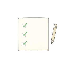 Eine reduzierte Illustration einer ToDo Liste mit einem Stift daneben