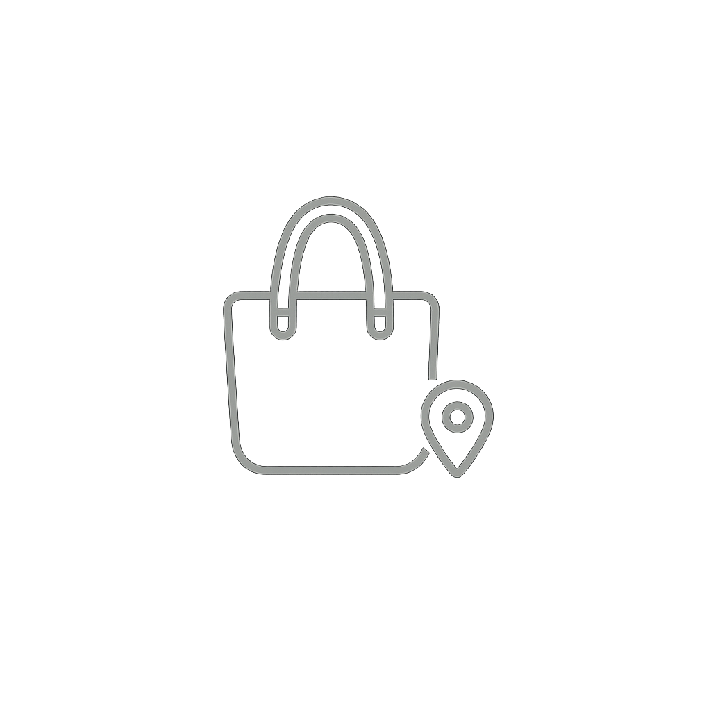 Icon: Eine Tasche mit einem Location Marker daneben