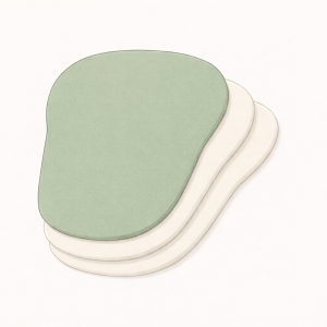 Illustration des Saugkerns mit einer Schicht Außenstoff und zwei Schichten Saugmaterial